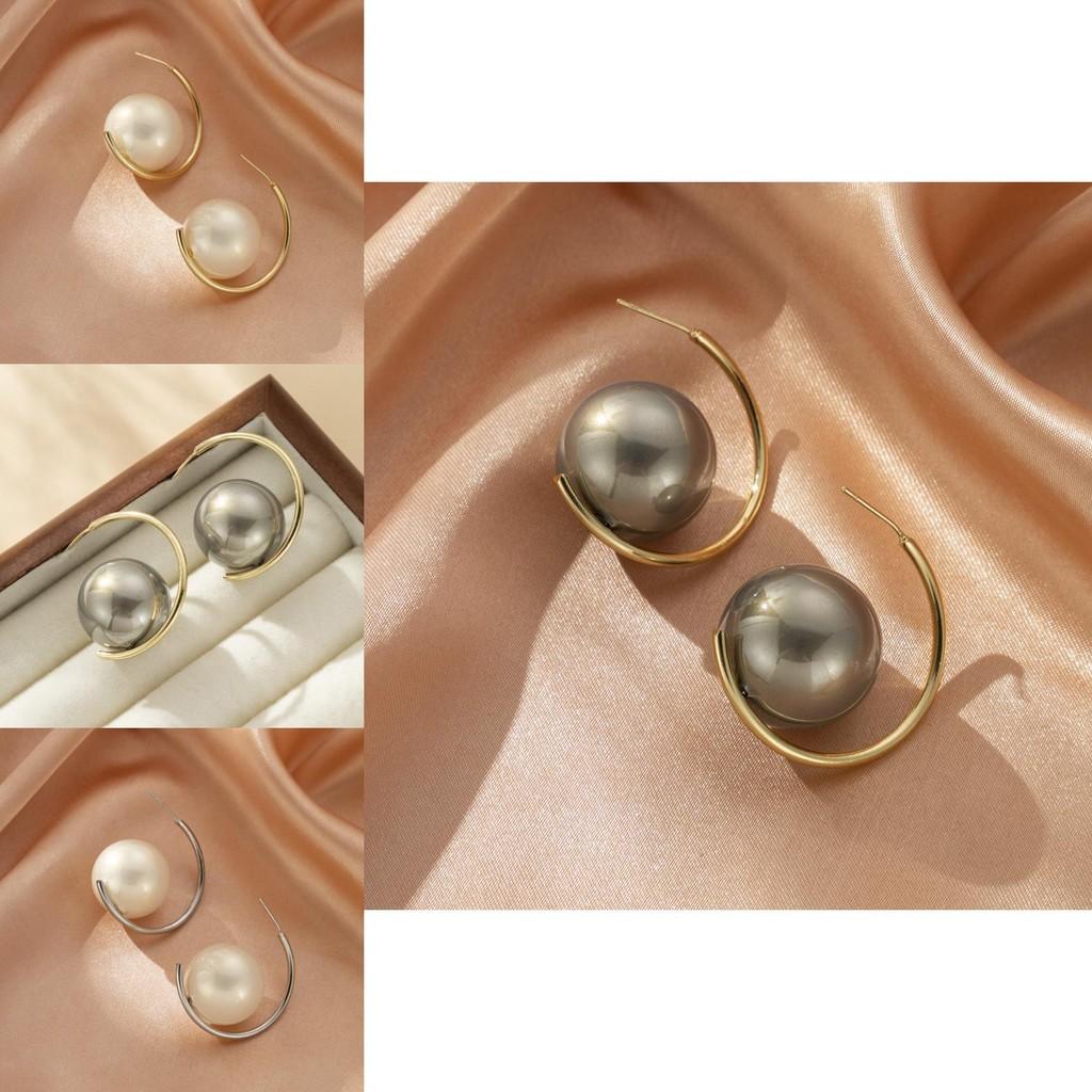 Chic Retro Pearl Earrings Sophisticated Cold Tone Statement Earrings For Ladies