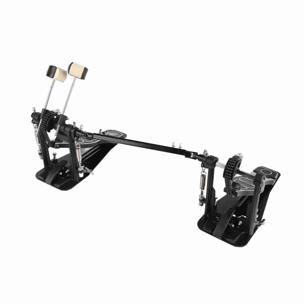 Двойная барабанная педаль с надежным захватом, устойчивая, мощная, рабочая, из цинкового алюминия, профессиональная барабанная педаль