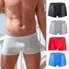 Мужское нижнее белье, шорты со средней посадкой и широким поясом, однотонные трусы с U-выпуклым дизайном, бесшовные трусики из ледяного шелка, тонкое нижнее белье