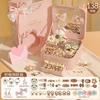 Kids Princess Hair Accessories Gift Set Girls 4-6 Years DIY Dress-Up Toy With Mirror Box 141pcs Purple Limited Edition