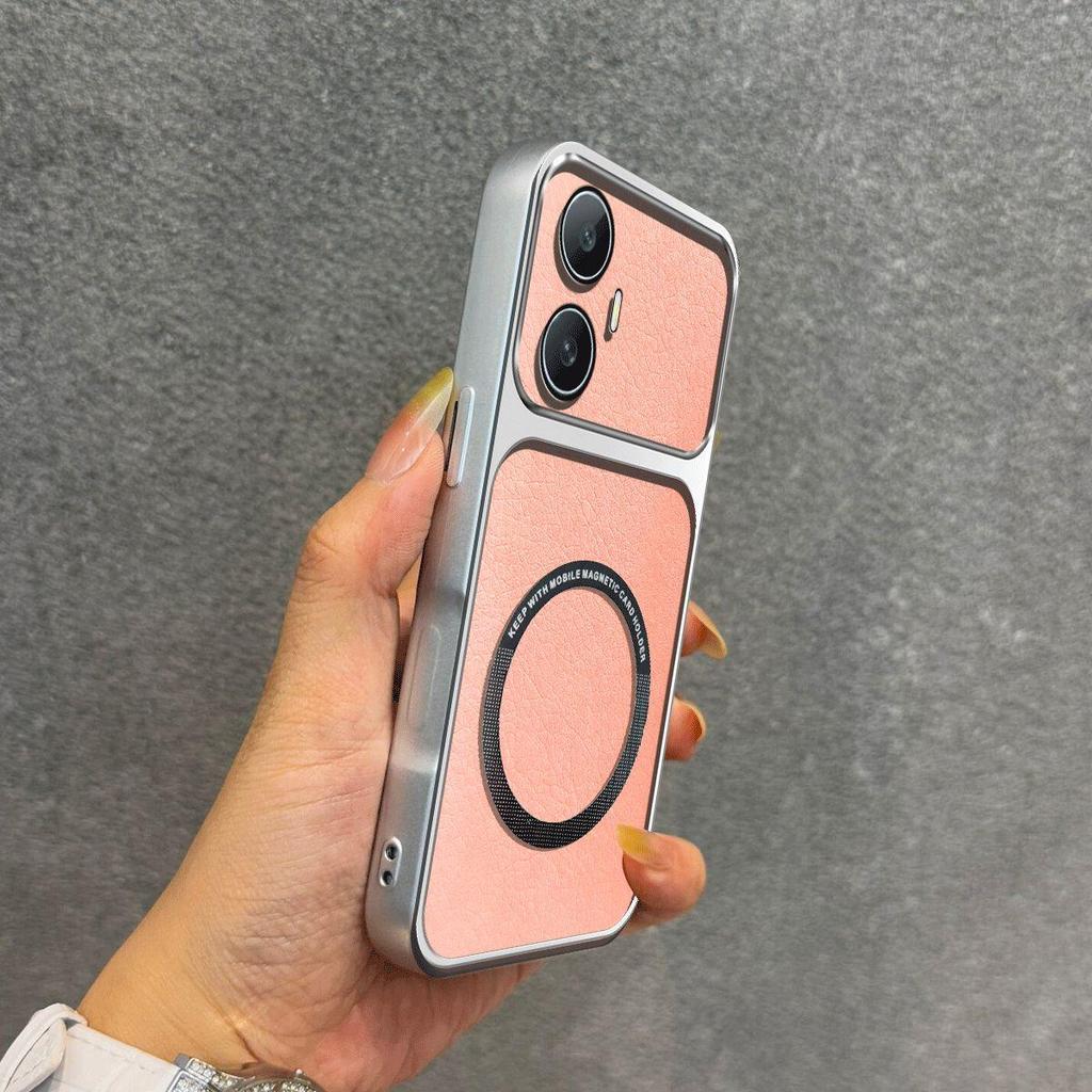 Улучшенный защитный чехол с большим объективом для realme C55, роскошный кожаный чехол с магнитным кольцом