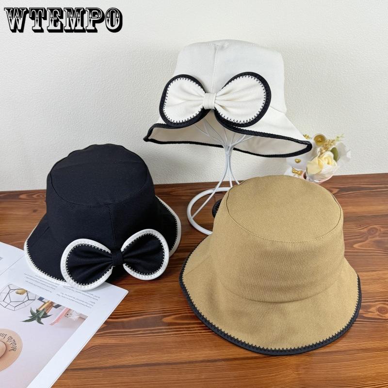 Korean Version Women's Bow Fisherman Hat Summer Sun Protection and Shading Sun Hat
