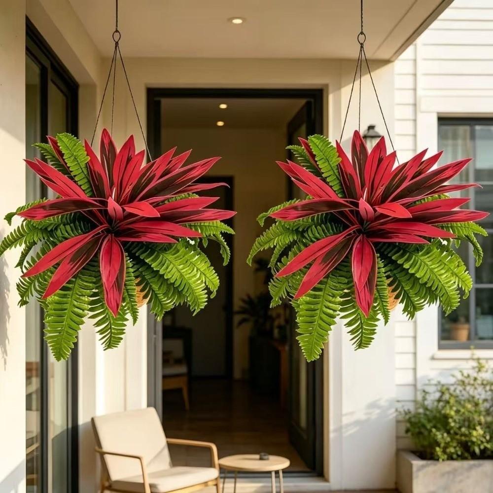 UV Resistant Artificial Dracaena Boston Fern Simulation Banana Plant Patio Balcony Porch