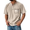 Мужская летняя футболка с круглым вырезом и коротким рукавом, универсальная повседневная рубашка на пуговицах