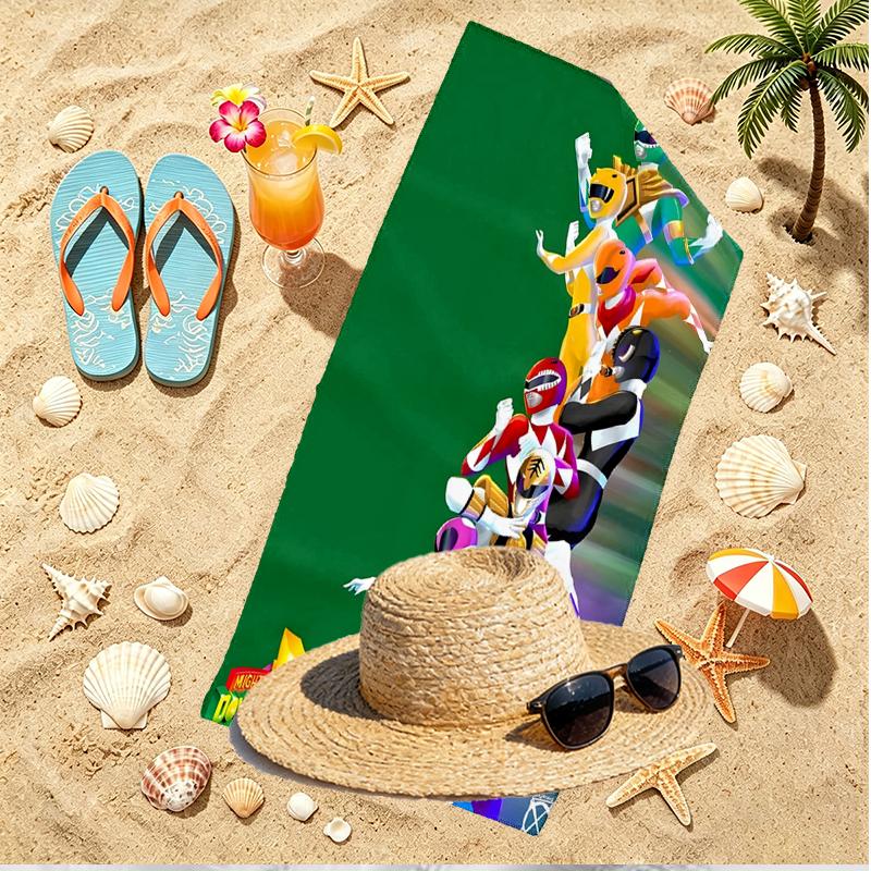 Mighty Morphin Power Rangers Print Beach Towel, Versatile Lightweight Absorbent Beach Towel for Pool Surf Yoga Bathroom, Perfect Birthday Holiday Gift