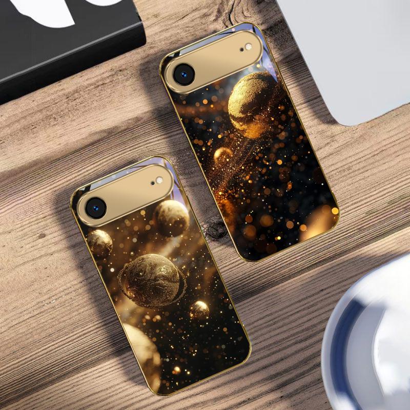 Модель Золотая Вселенная для iPhone 17Pro Max 16 17 Pro 15 Pro 14 13 Plus 12 Mini 11Pro Max XR 16E 17Air Золотой стеклянный чехол для телефона