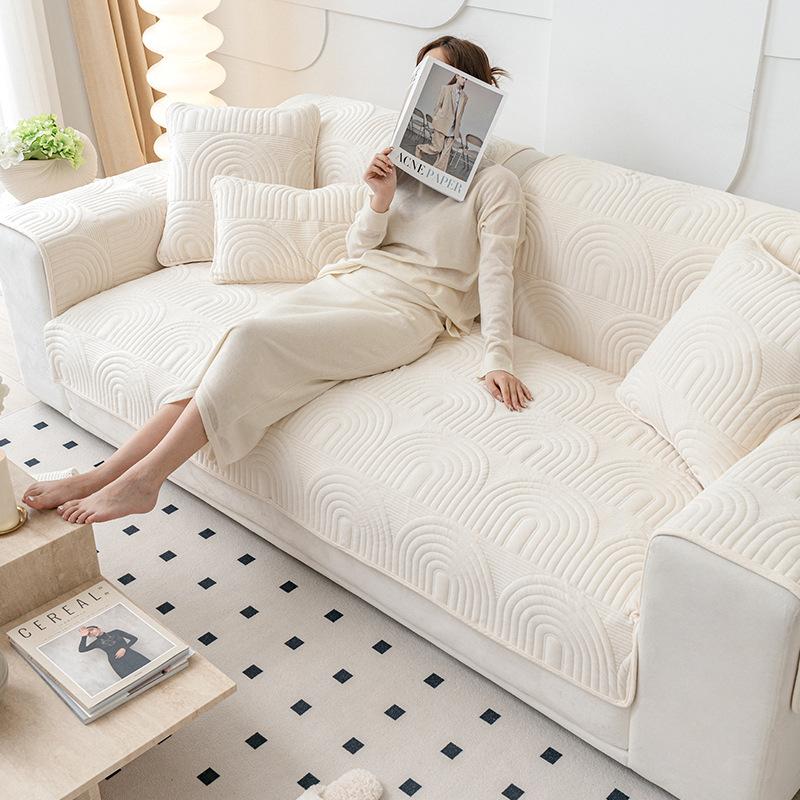Winter Plush Non-Slip Sofa Cushion Modern Leather Cover Soft Seat Pad for Home Decor