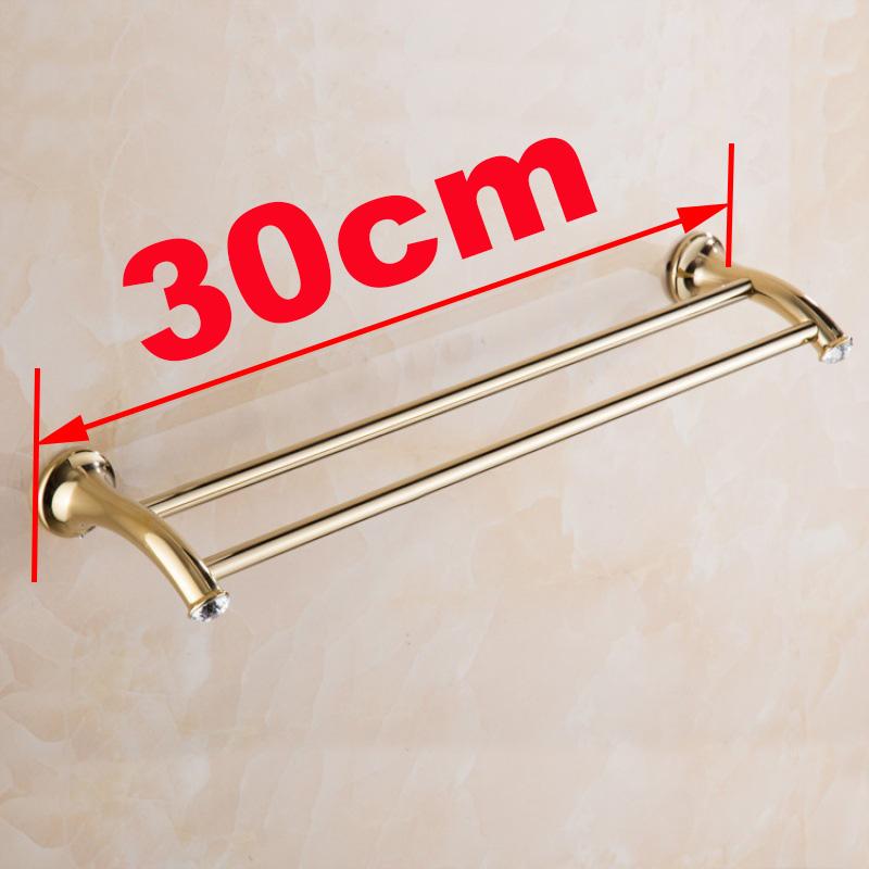 Золотистая отделка Нержавеющая сталь Аксессуар для ванной Двойная перекладина для полотенец Полка для полотенец Держатель для полотенец