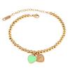 Women Beaded Enamel Bracelet Adjustable Length Heart Charm Titanium Steel Bracelet Stress Relief Happiness Meaningful Jewelry