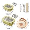 WORTHBUY Picnic Portable Large Capacity Bento Lunch Box 1/2 Grids Leak-proof 304 Stainless Steel Food Container Microwave Safe