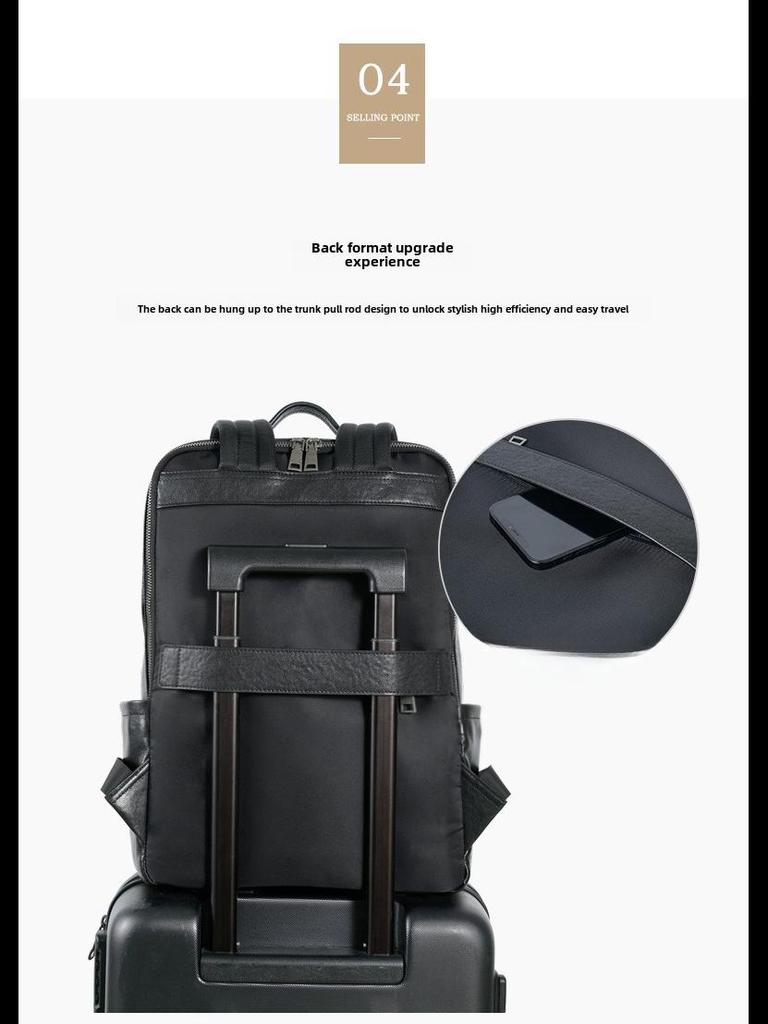 Stylish Men's 15.6-Inch Leather Laptop Backpack - Simple Veg-Tanned Cowhide Business Bag