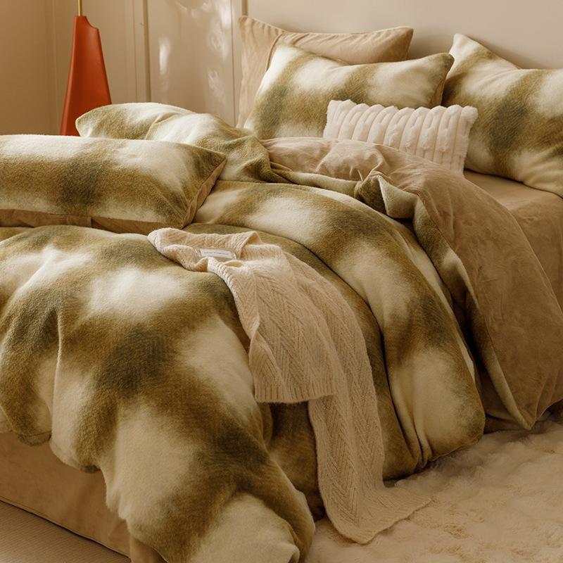 High-Grade Gorgeous A Version 350G Dolly Cashmere B Version 230G Thermal Oxygen Fleece Four-Piece Set Thickened Milk Fleece Sheets