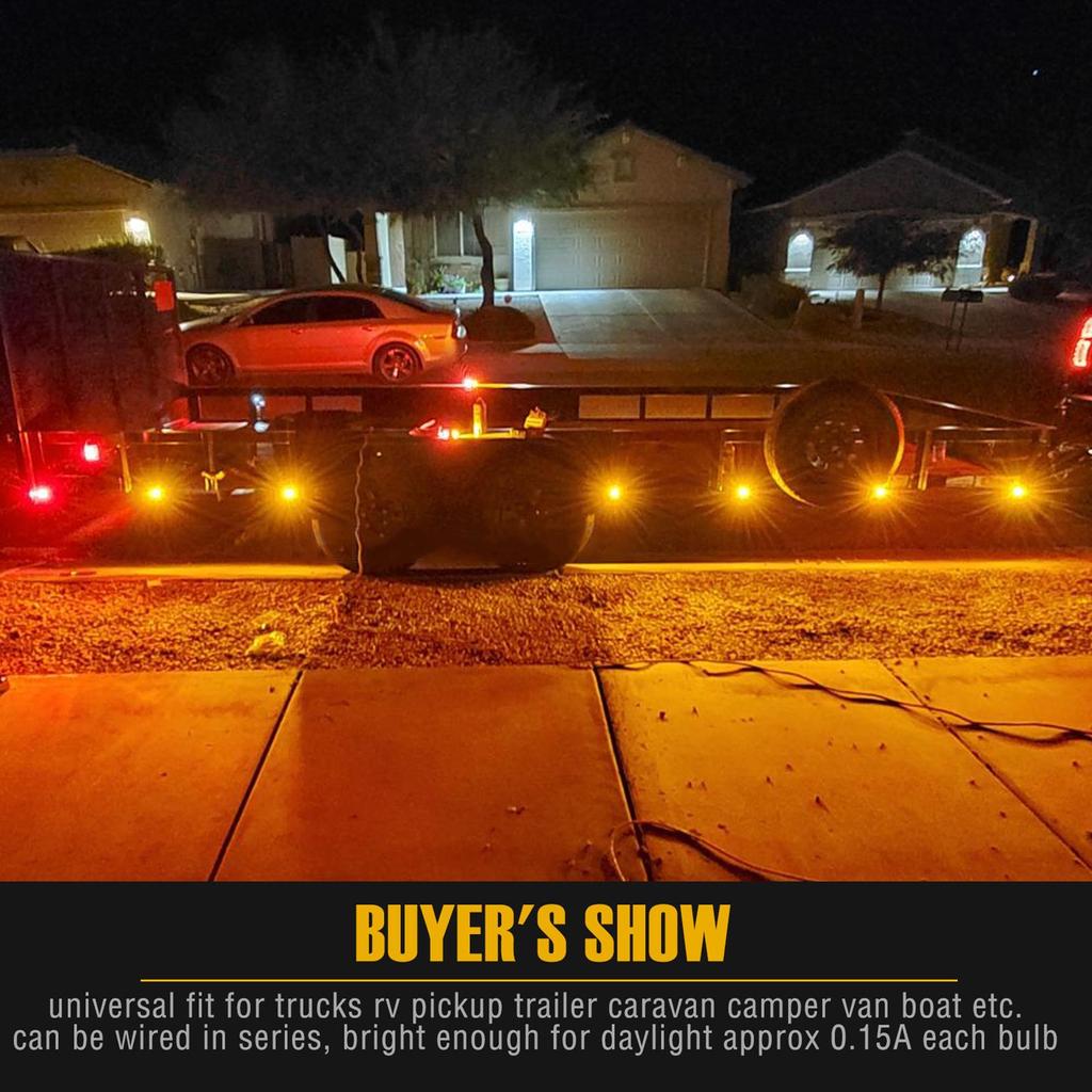 12V Waterproof IP68 Universal Signal Light 3/4" Round Trailer Side Marker Light Truck Clearance Lights Truck Turn Signal Lamp