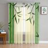Бамбуковые зеленые, белые прозрачные тюлевые шторы в китайском стиле с растениями для гостиной, спальни, кухни, украшения, вуаль, занавески из органзы