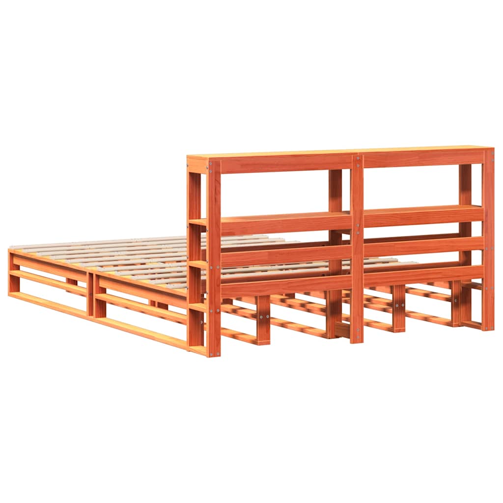 Solid Wood Bed without Mattress Wax Brown 150 x 200 cm Pine Wood
