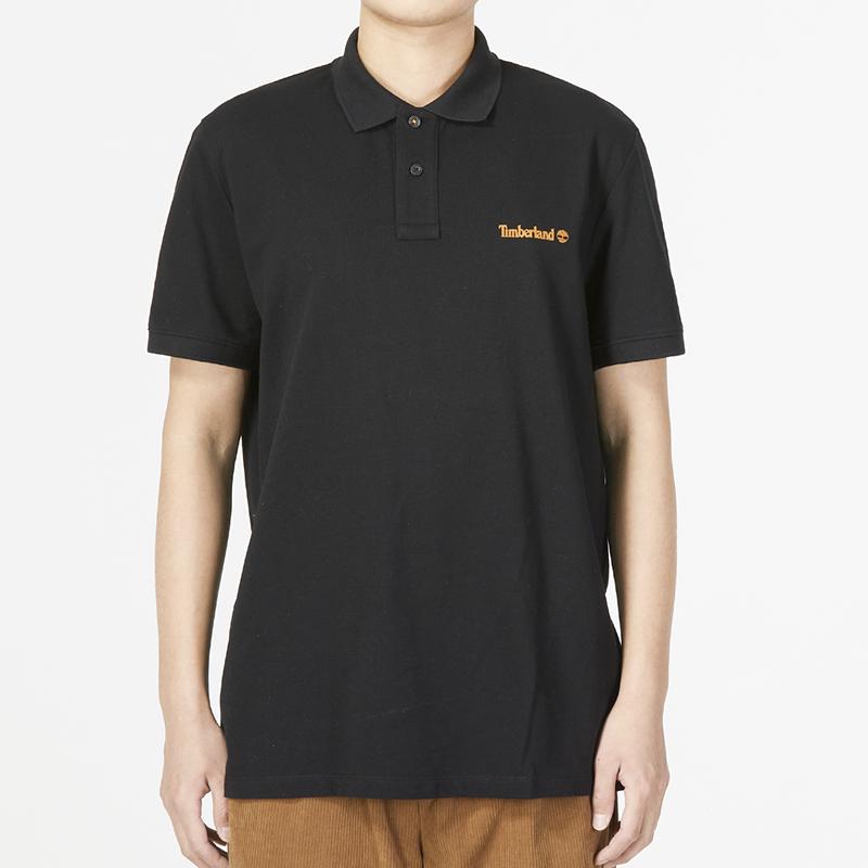 Timberland Логотип с буквенным принтом, спортивная повседневная рубашка поло с коротким рукавом, мужские рубашки поло, черная A5PGC-001