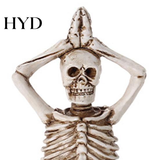 Gothic Yoga Skull Decoration Halloween Skeleton Statue, Funny Dead Figure for Party Decor, Combination Posture Decor Resin Ornament Haunted