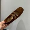 Retro Brown Square Head Mary Jane Shoes Ballet Shoes Women's 2025 New Korean Version French Shallow Mouth Single Shoes Women's Shoes