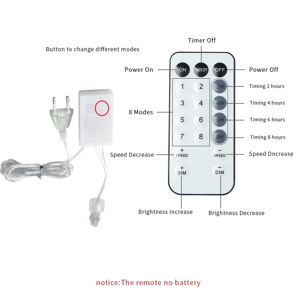 Светодиодные гирлянды в форме сосульки, рождественские занавески, гирлянды с дистанционным управлением, уличные на Новый год, свадьбу, уличный праздничный декор