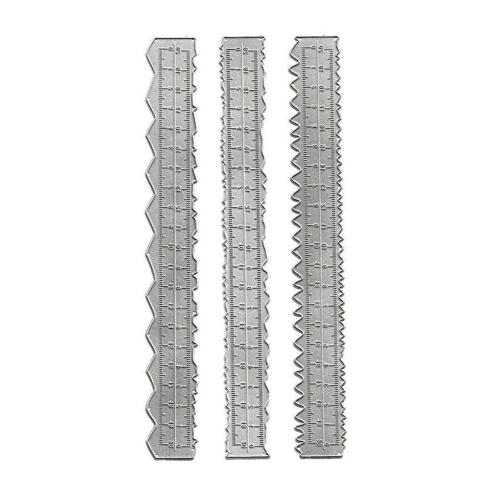 6pcs Carbon Steel Paper Tearing Ruler Jagged Lines Irregular Edge Ruler Paper Crafts