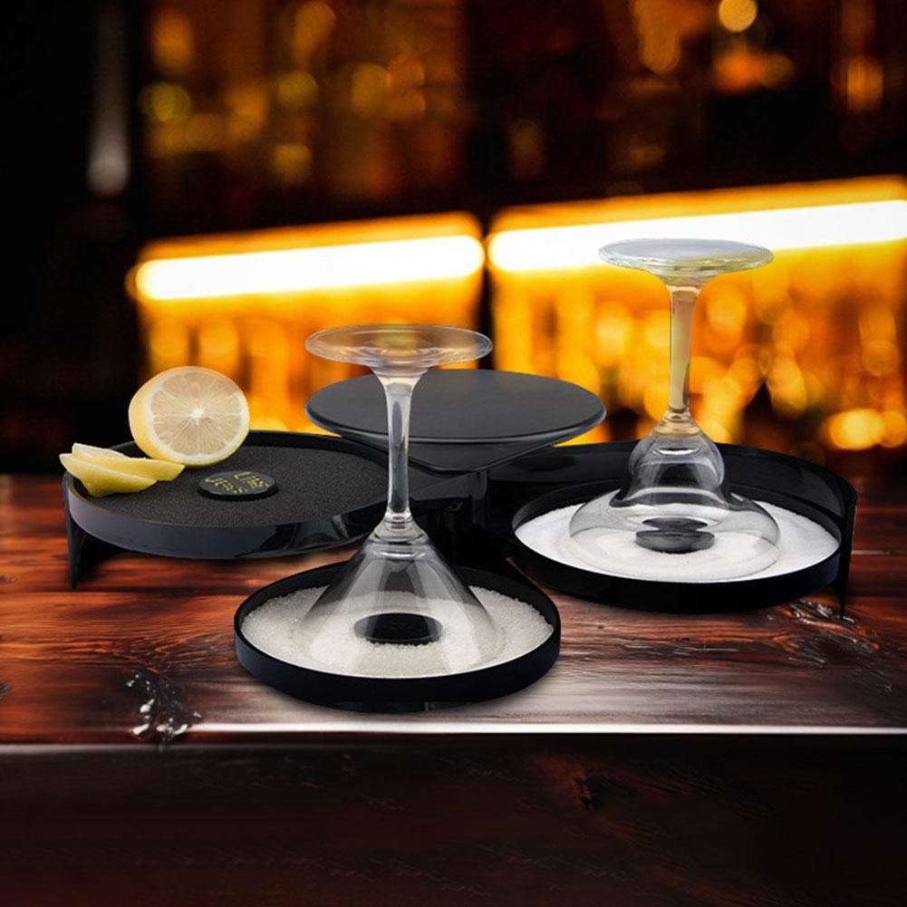 3-Tier Bar Glass Rimmer with Lid Salt Box Spice Container with Sponge Bartender Tool for Bar and House Party Bloody Mary