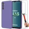 Case + Tempered Glasses - BOOLING - for Samsung Galaxy A15 5G - Ultra Thin Silicone - Shockproof - Dark Purple