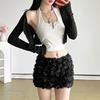 Nightclub Fashion Womens Mini Skirt With 3d Floral Pattern And Stretch Fabric For Casual Wear