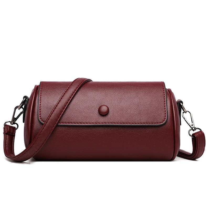 Маленькая сумка из мягкой кожи Женская одноплечевая сумка-мессенджер Новая универсальная женская однотонная сумка Сумка-цилиндр CLE