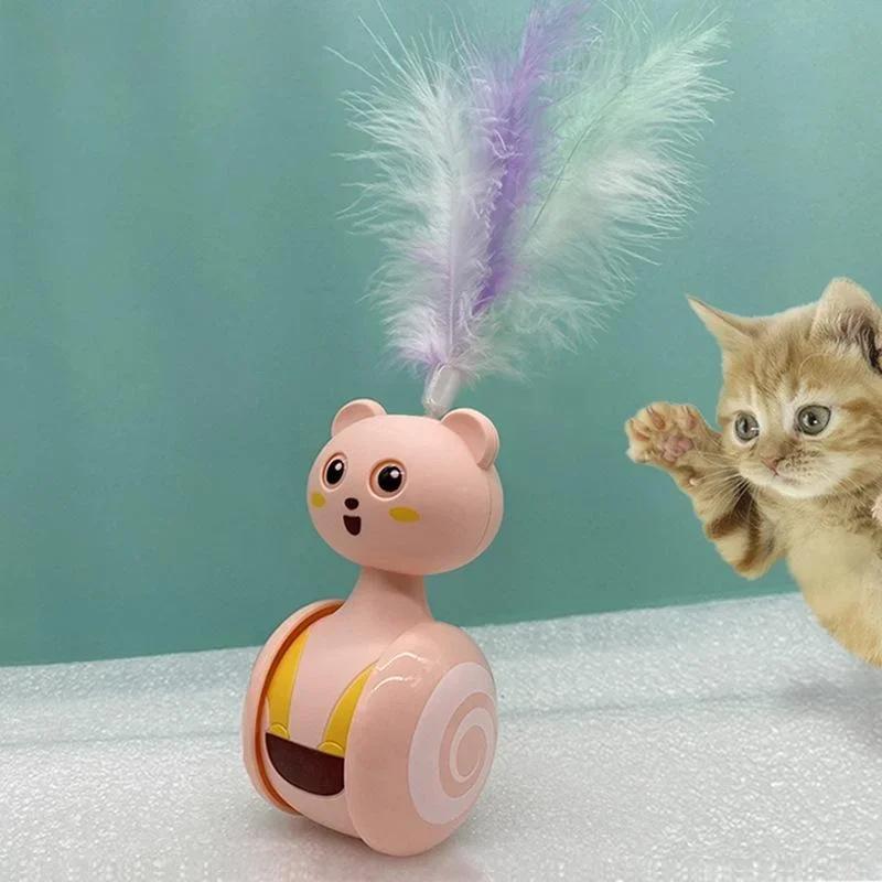 Smart Ball for Cats Toy Self Cat Toy Ball Tumbler Cat Catch Ball Colorful Feather Funny Toys for Cat Accessories Mini Toys