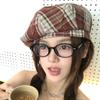 Японские клетчатые береты в тон цветам для женщин и лета, осени, модные, универсальные, повседневные, солнцезащитные, ретро-шляпы-тыквы
