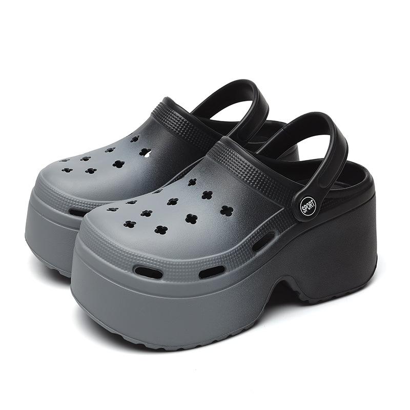 Женские летние тапочки на очень высокой танкетке, женские леопардовые сабо на толстой подошве для женщин, сандалии на массивной платформе с закрытым носком