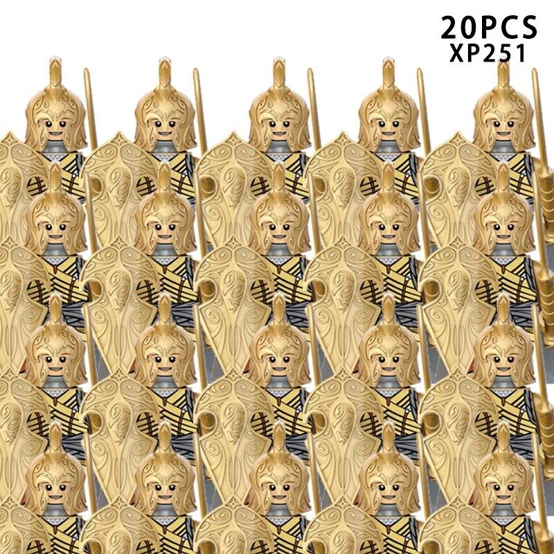 MOC средневековые военные армейские строительные блоки, римский солдат, меч, фигурки, рыцари, щит, оружие, аксессуары, кирпичи, игрушки