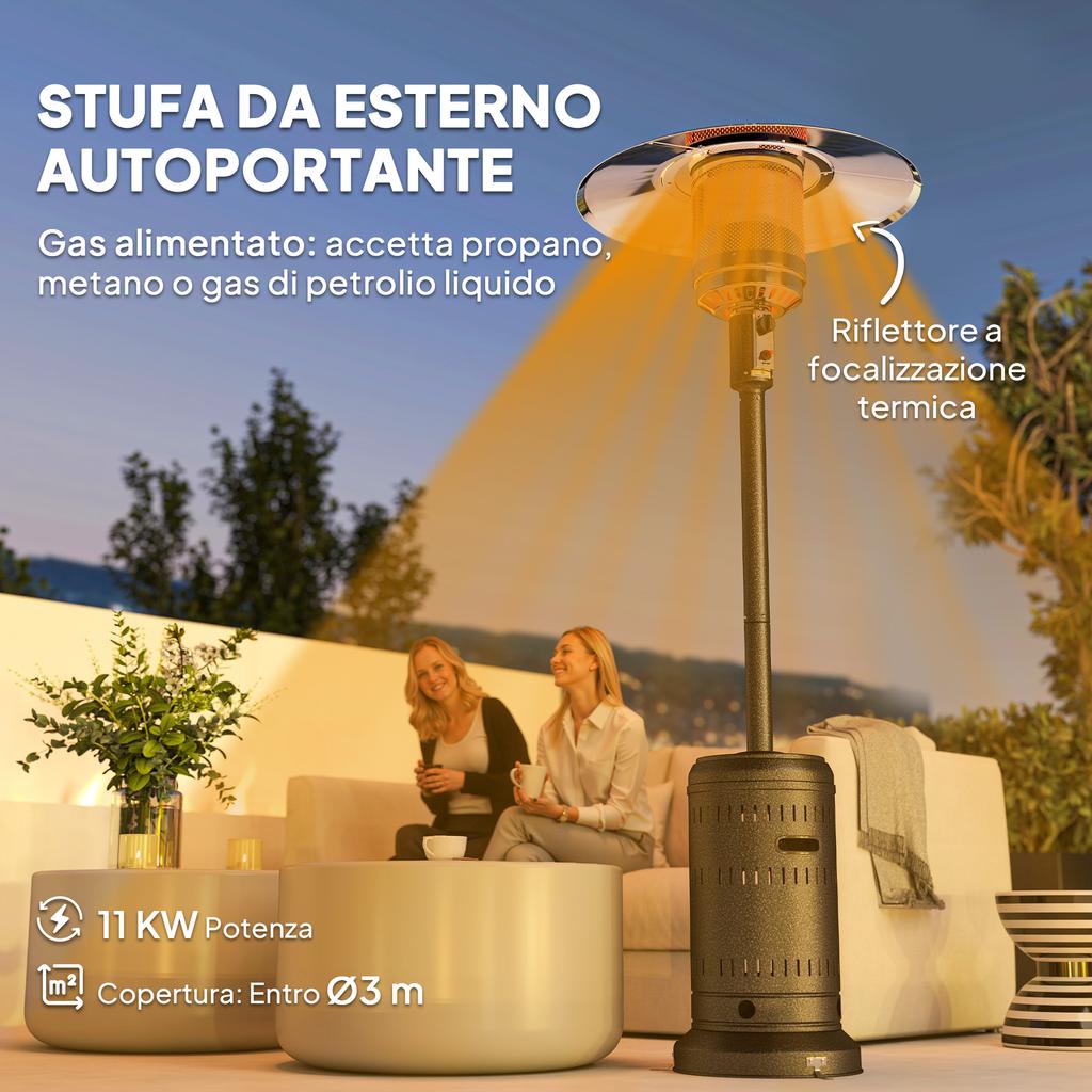Outdoor Heater with Automatic Shut-off and Wheels, 82x82x223 cm, Dark Brown