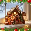 Indoor Winter Cabin Ornaments Christmas Wooden House Ornament, Santa Claus/Snowman/Elk Sleds/Winter Cabins Rustic Holiday Table Centerpieces