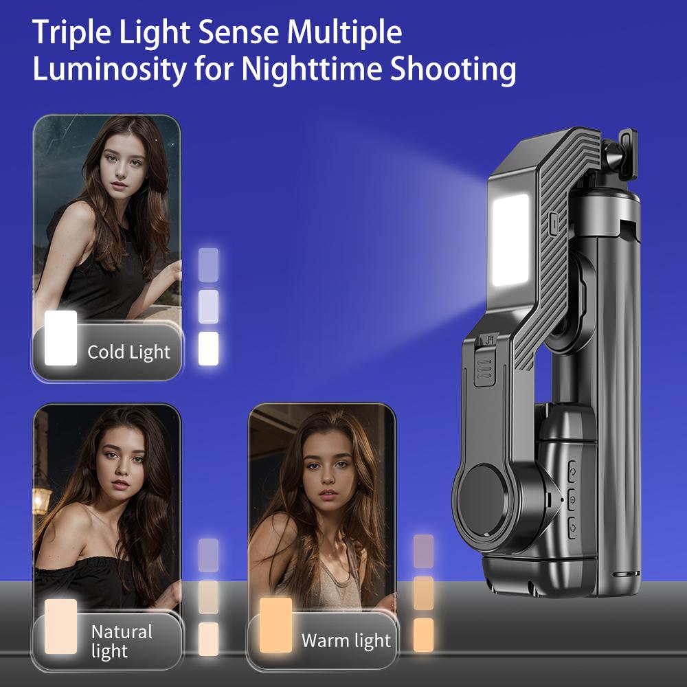 3-в-1 портативный стабилизатор для селфи-палки, штатив с функцией отслеживания AI и заполняющим светом, держатель для мобильного телефона, стабилизатор для смартфонов