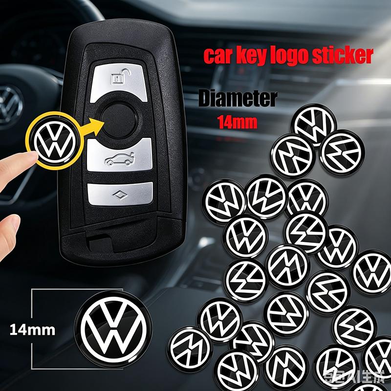 14mm Fob Car Logo Sticker for Car Remote Control Key for VW CC Polo Golf 5 6 7 MK4 MK5 MK6 MK7 Passat B6 B8 T4 T5 Tiguan Touran RP3