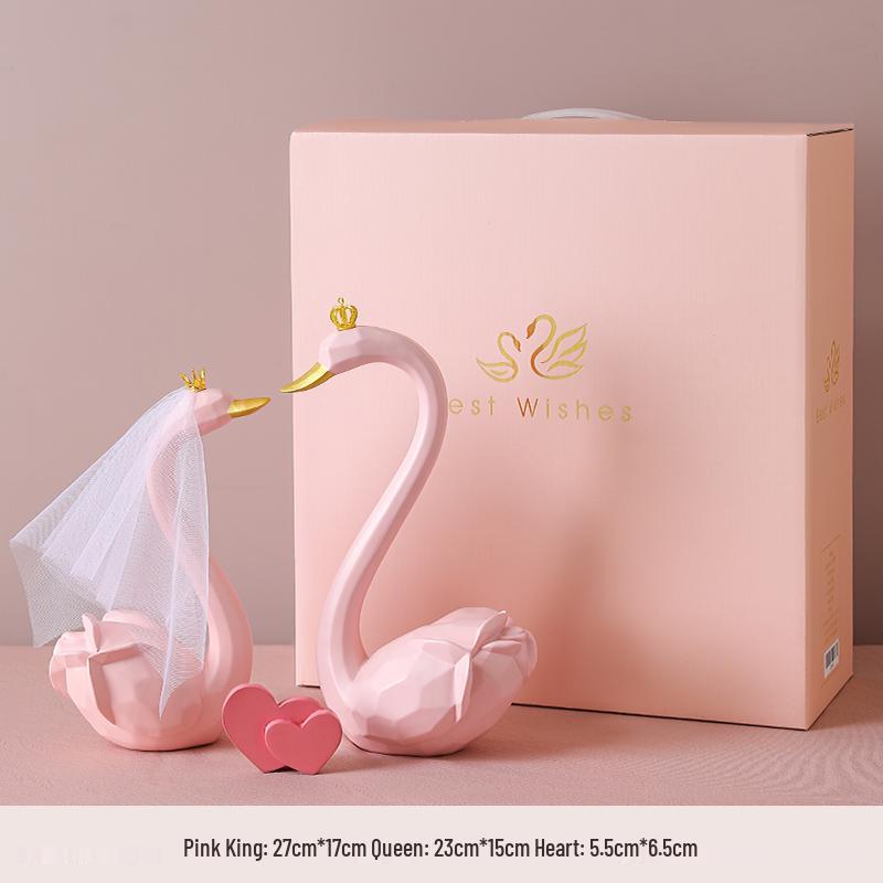 Swan Figurine Pair Wedding Favors, Room Decor & Gifts for Newlyweds or Best Friend Bride