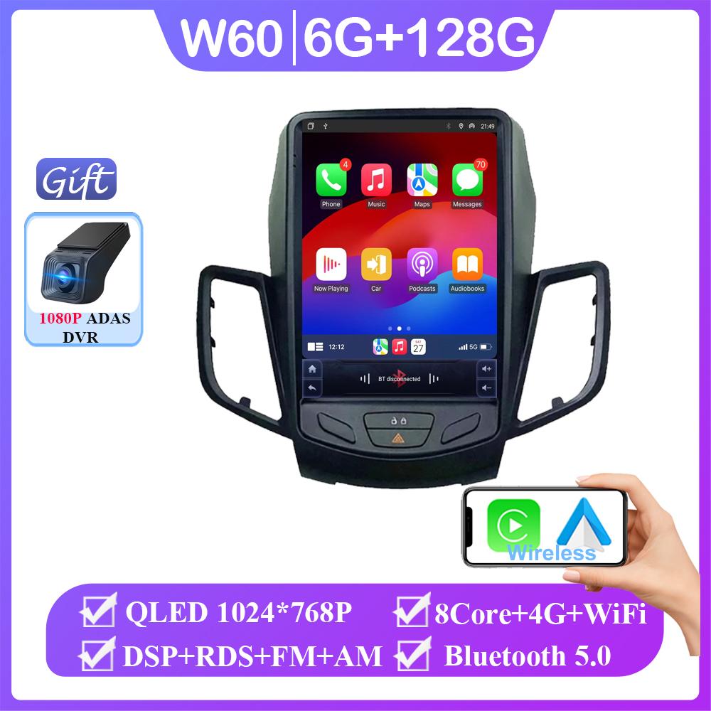 Автомагнитола Android 14 для Ford Fiesta MK7 2009 -2017 GPS-навигация Стерео Мультимедийный плеер Carplay Вертикальный экран Головное устройство