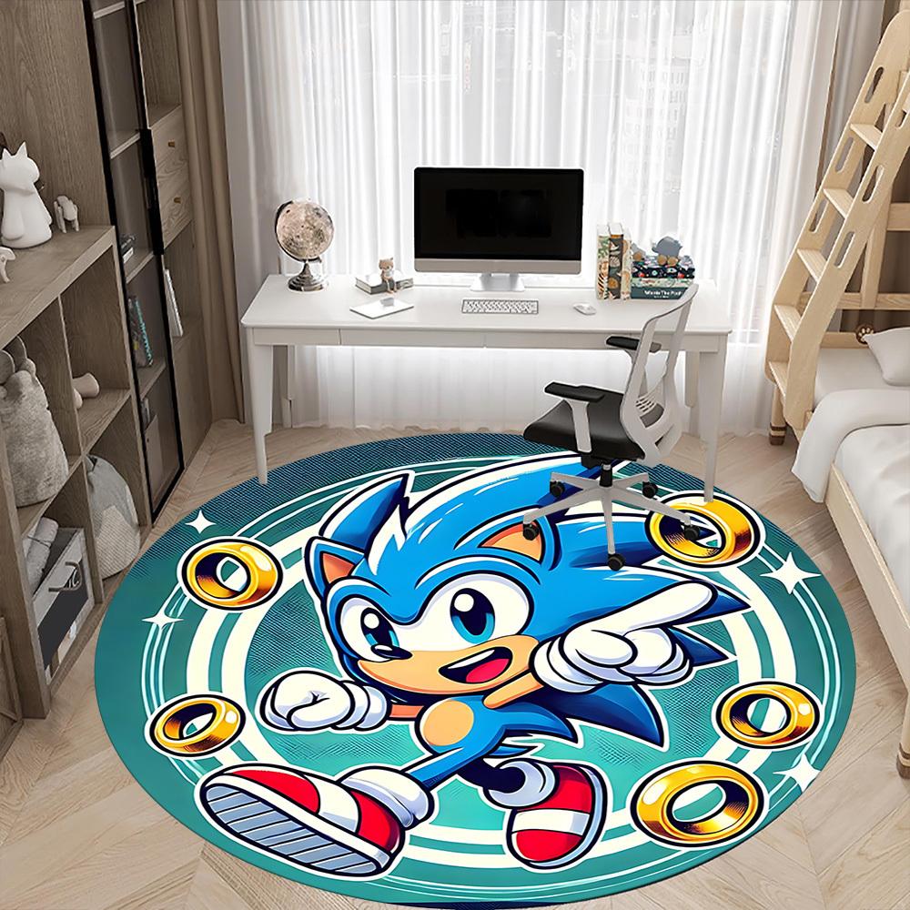 1 шт. Круглый ковер Sonic Rings для офиса, спальни, гостиной, домашний декор, декор комнаты, Offic a1016138