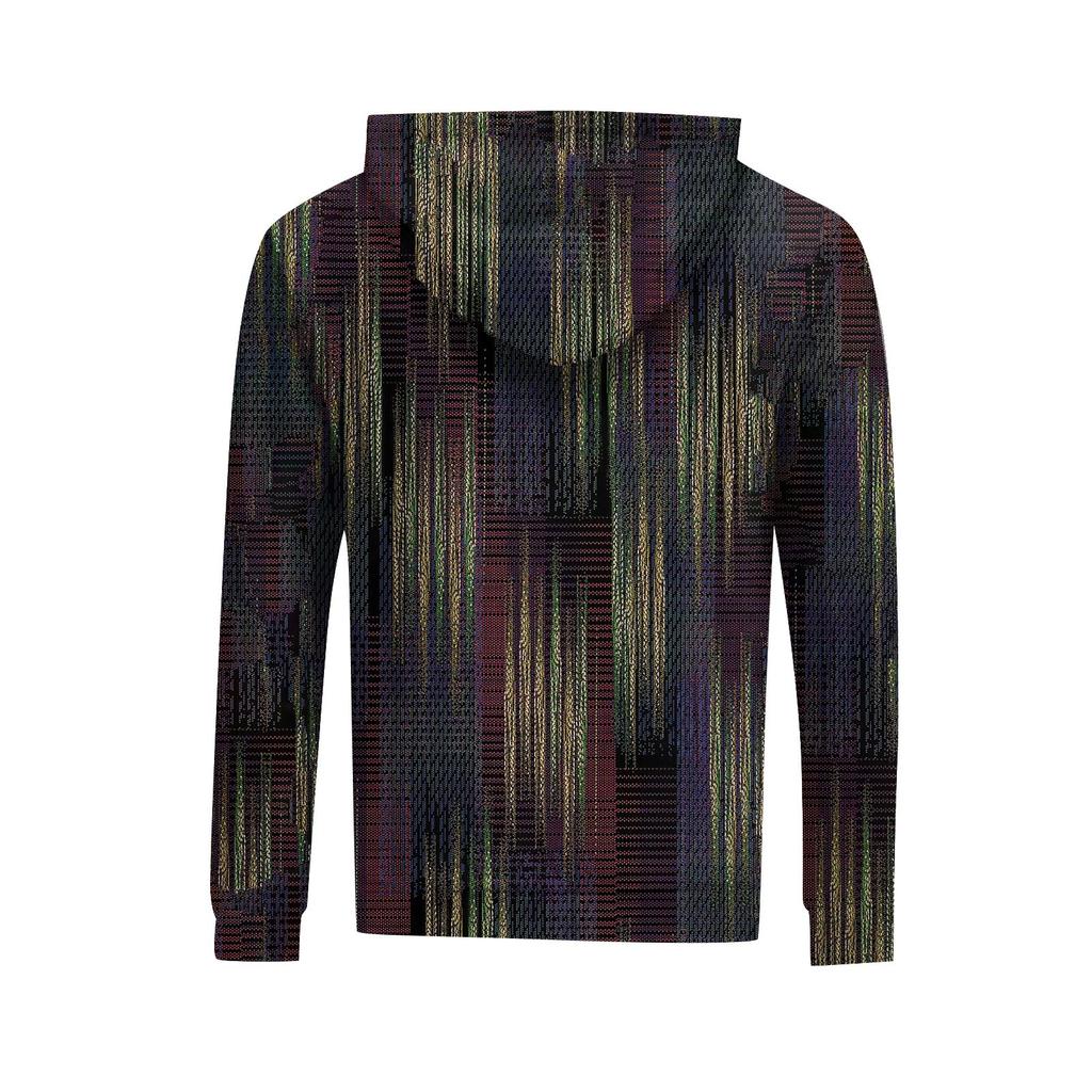 Men's Print Plush Warm Coat Fleece Sweater Casual Coat Pocket Sweater Autumn Winter Coat