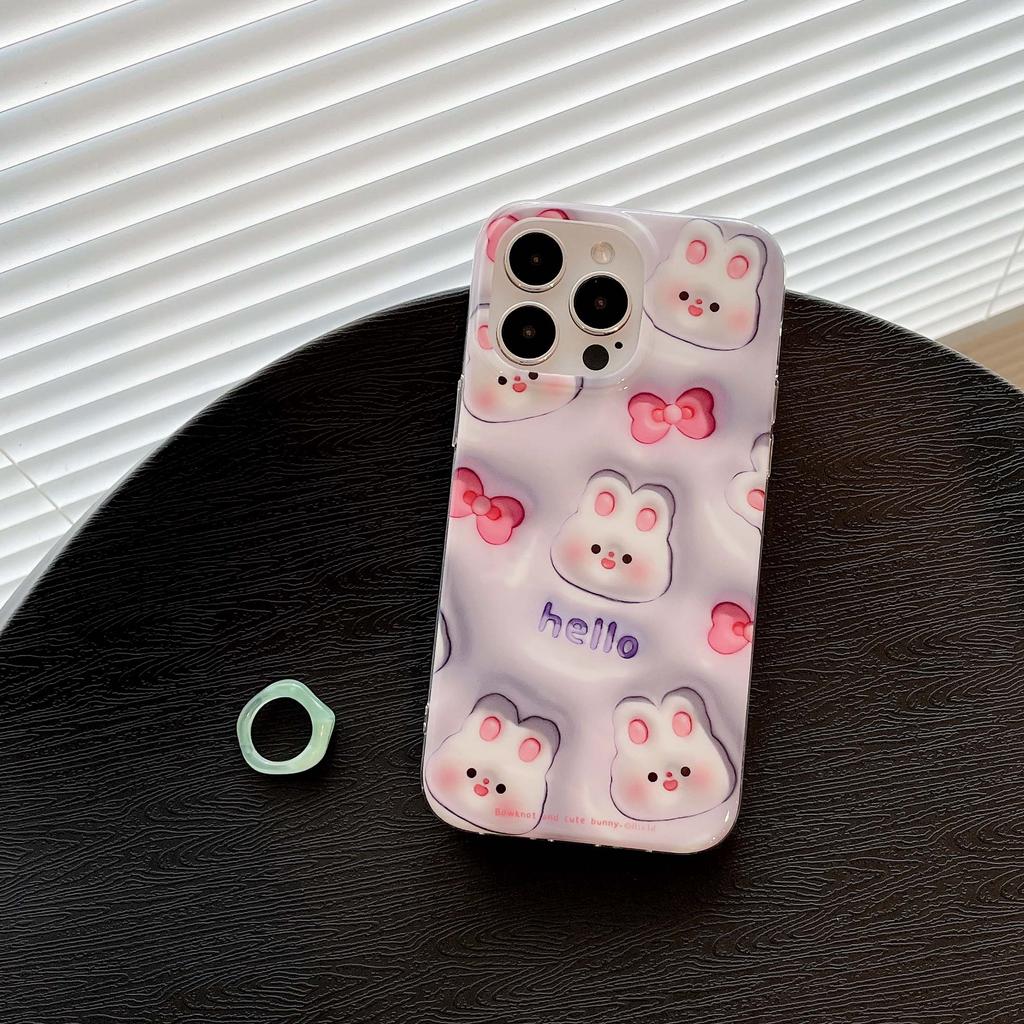 3d мультяшный кролик в виде ракушки для Iphone 13 12 Promax 14 11 Pro Max милый кролик Relif Imd Ins милый чехол для телефона задняя крышка Капа