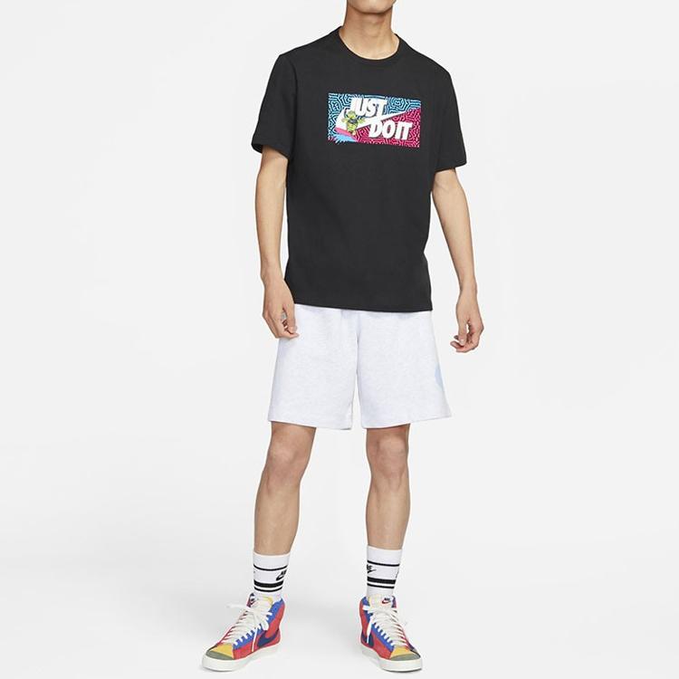 Nike Повседневная футболка с коротким рукавом и логотипом с мультяшным принтом и квадратным вырезом, мужские топы, черные DQ1088-010