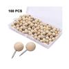 100 Pcs Wood Push Pins Round Head Wooden Pushpins Wooden Thumb Tacks TW
