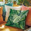Fahrendom Monstera Palm Leaves Decorative Throw Pillow Covers 18 x 18 Set of 4, Positive Vibes Only Tropical Plant Sunshine Porch Patio Outdoor