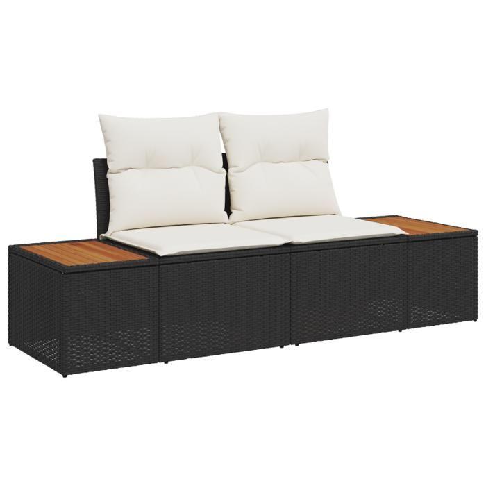 VidaXL Ensemble de 5 canapés de jardin avec coussins noirs en rattan PE et acacia 3348078