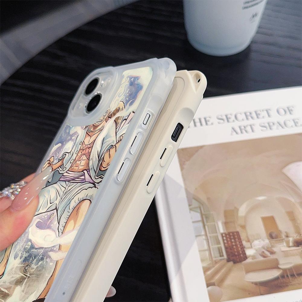 Мягкие чехлы для телефонов Ae92 One Piece Luffy Gear 5 для iPhone 16 15 14 13 12 11 Pro Max 7 8 Plus XR XS с ремешком на запястье, защитным шнурком для углов, задняя крышка