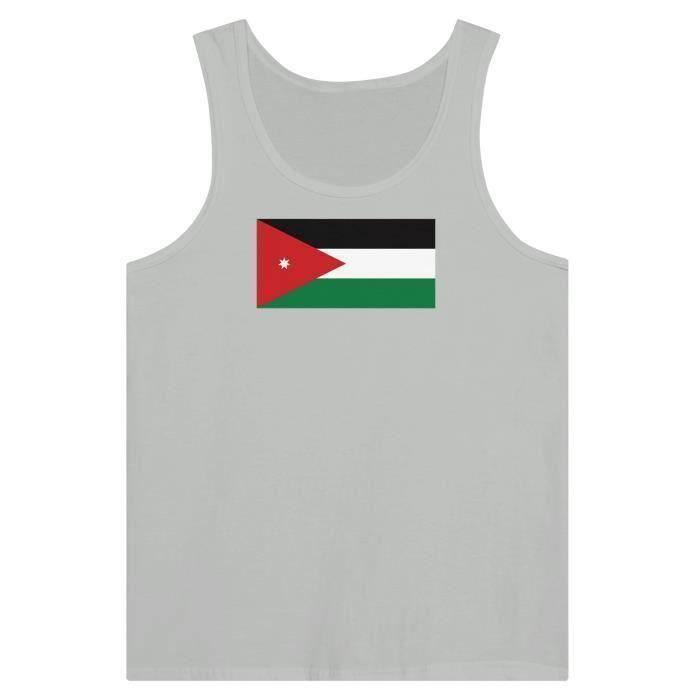 Débardeur - Drapeau De La Jordanie - Gris - 100% Coton - Coupe Ajustée - Mixte