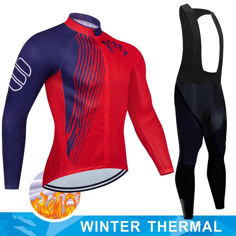 2026 Winter Fleece Warm Winter Thermal Fleece Cycling Jersey Set Man's Long Sleeves Cycling Kits Mountain Bike Jersey Road Bike Cycling Suit