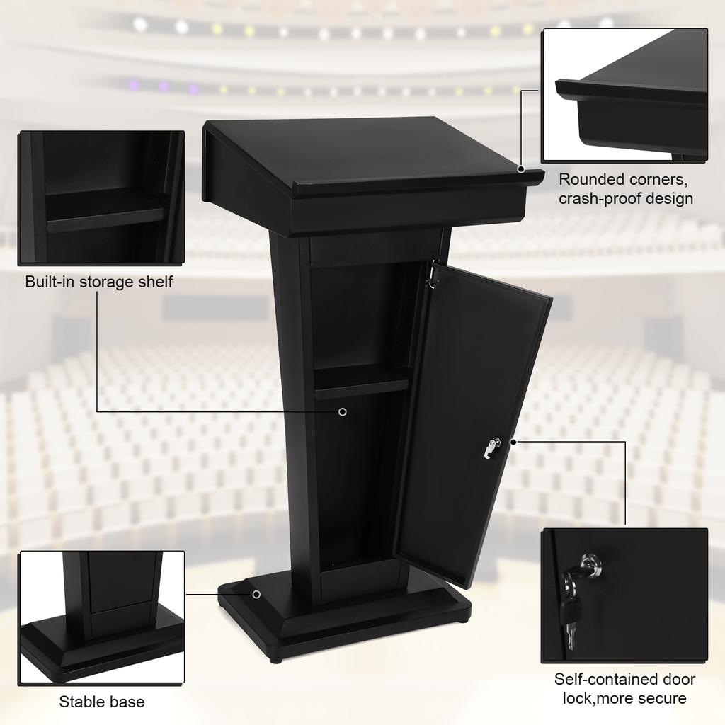 Profession Podium Table Stand Multi-Purpose Metal School Lecterns Large Capacity Office Reception Host Desk Slant Speech Desk
