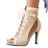 Fashion Heel Height 7-9.5cm Black and Beige Sexy Women Stilettos Jazz Dance Female Shoes Latin Dancing Outdoor Sexy Stilettos Booties